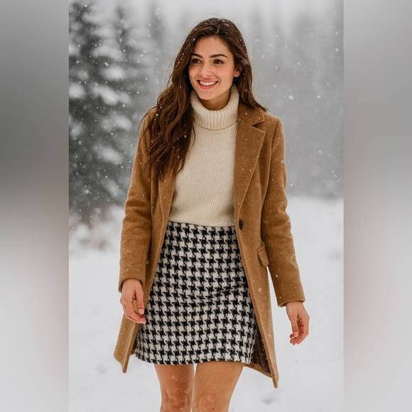 SPANNER Dresses & Skirts - Spanner Classic Black and White Houndstooth Skirt size 14 EUC